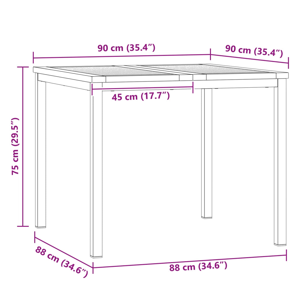 Tavolo da pranzo esterno 90x90x74.5 cm in legno massello di teak