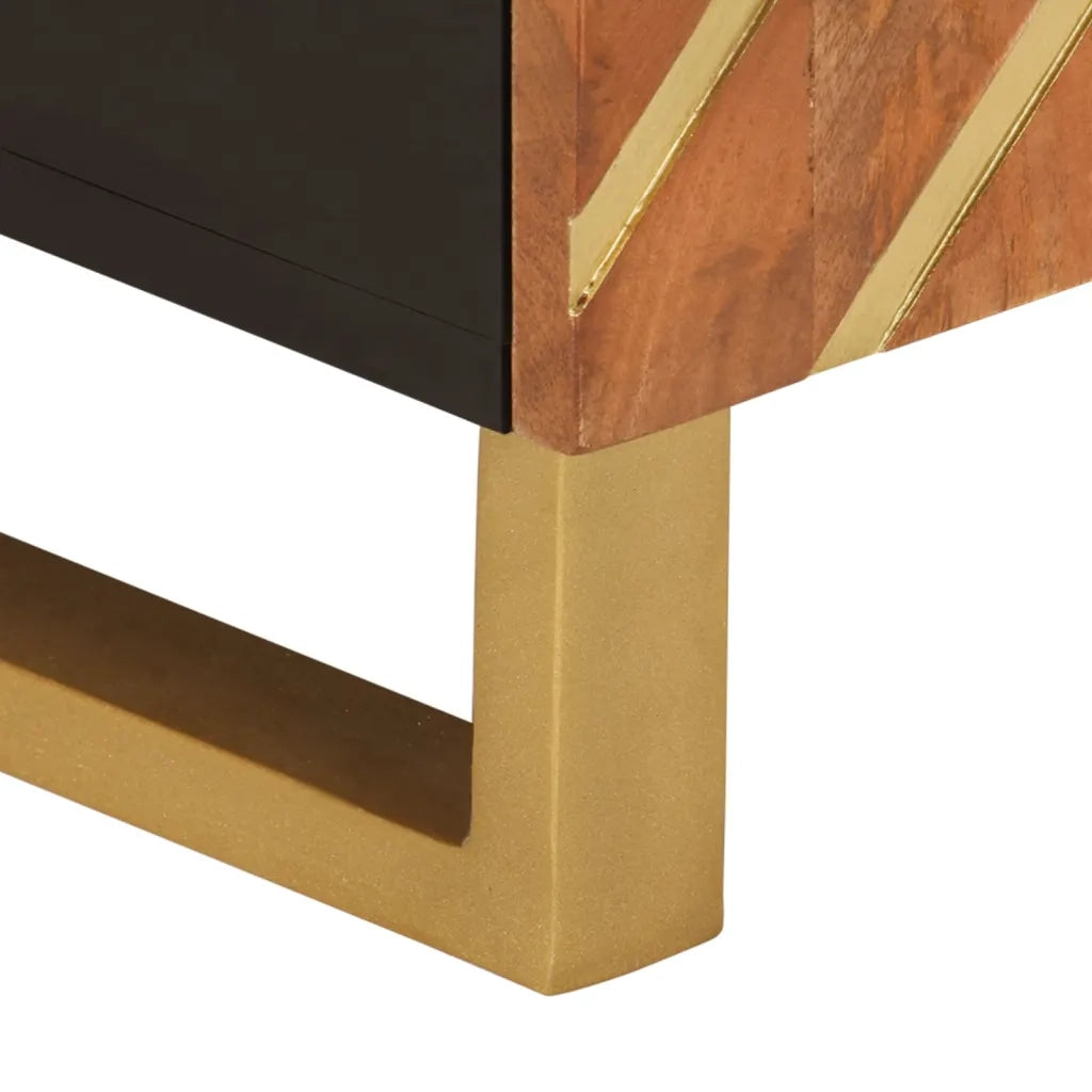 Mobile Porta TV Marrone e Nero 80x31,5x46 cm in Legno di Mango 356798