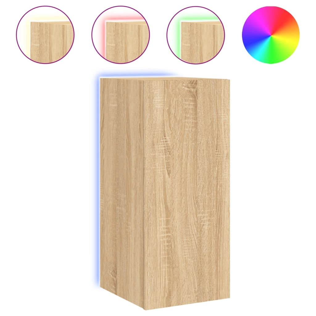 Mobile TV multimediale mensola TV credenza mobile TV sala da pranzo soggiorno parete attrezzata per camera da letto con luci LED rovere Sonoma 30,5 x 35 x 70 cm marrone 02_0028012