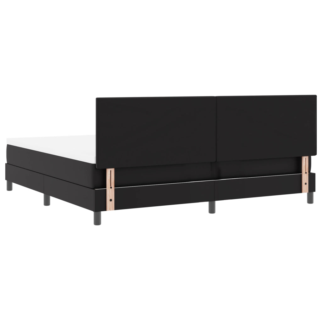 Letto con rete a molle e materasso nero 200x200 cm in similpelle