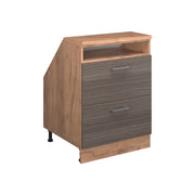 Mobile sottotetto Rion Grigio nobile/Rovere dorato 60 x 83.8 cm con 2 cassetti, carcassa 60 cm profondità Vicco