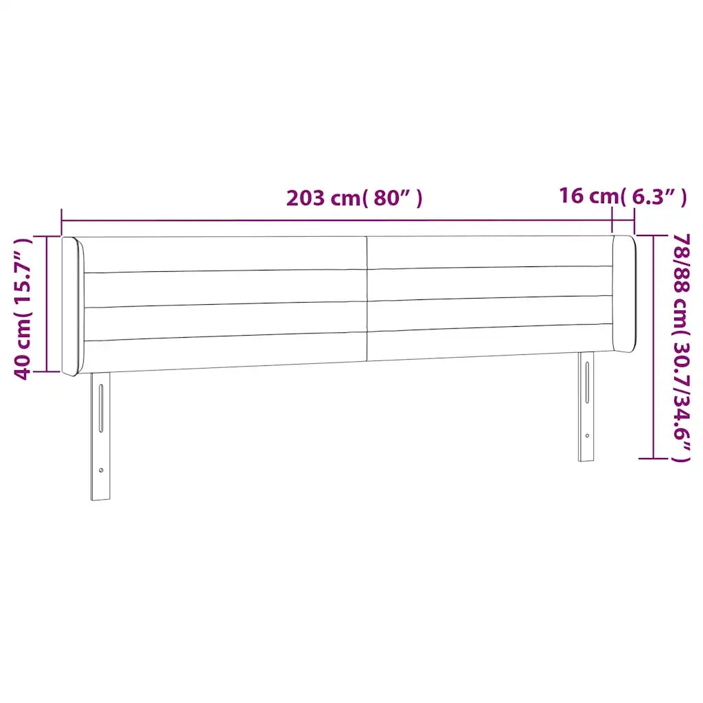 Testiera | Testata a LED Verde Scuro 203x16x78/88 cm in Velluto