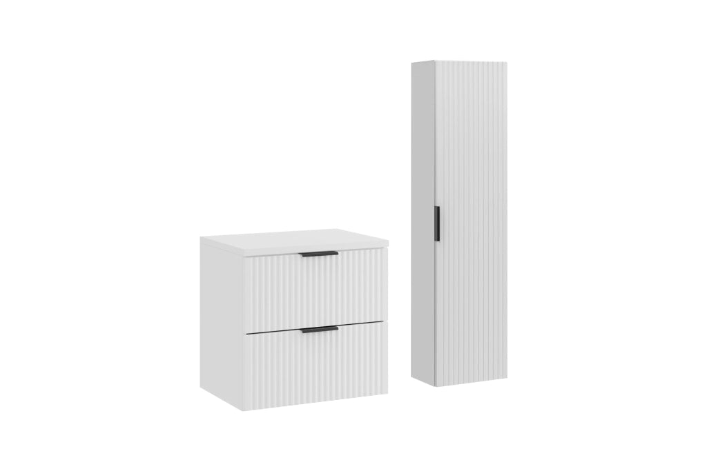 Set mobili bagno 60 cm con piano e Szafką wysoką Adel White 60 x 1401 x 46 cm