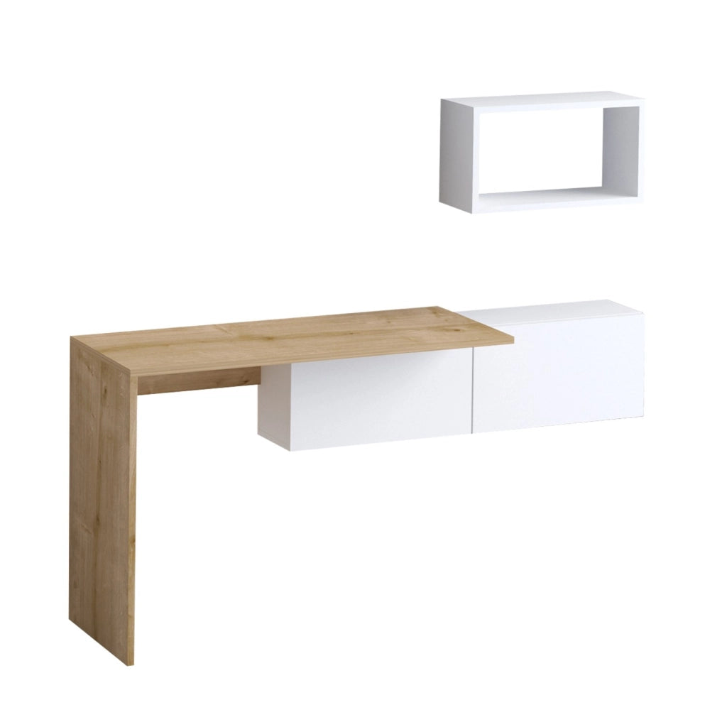 Scrivania in legno "Tiff" - 145 x 45 x 74 cm - Rovere bianco