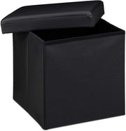 Pouf/sgabello pieghevole contenitore stabile materiale sintetico 38 cm nero 13_0002806_3