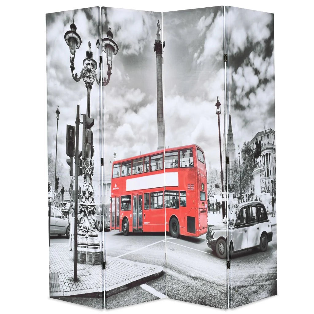 Schermo divisorio divisorio mobile decorativo 160 cm design autobus londinese bianco e nero 0802035