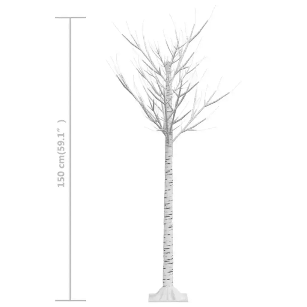 Albero Natale 156 LED 1,5 m Salice Bianco Caldo Interno Esterno 332954