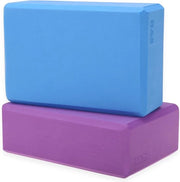 Blocco yoga stabile - set da 2 - blocchi di schiuma in blu e viola - accessori di Pilates e blocchi di equilibrio contro la dolorabilità muscolare e lo stress