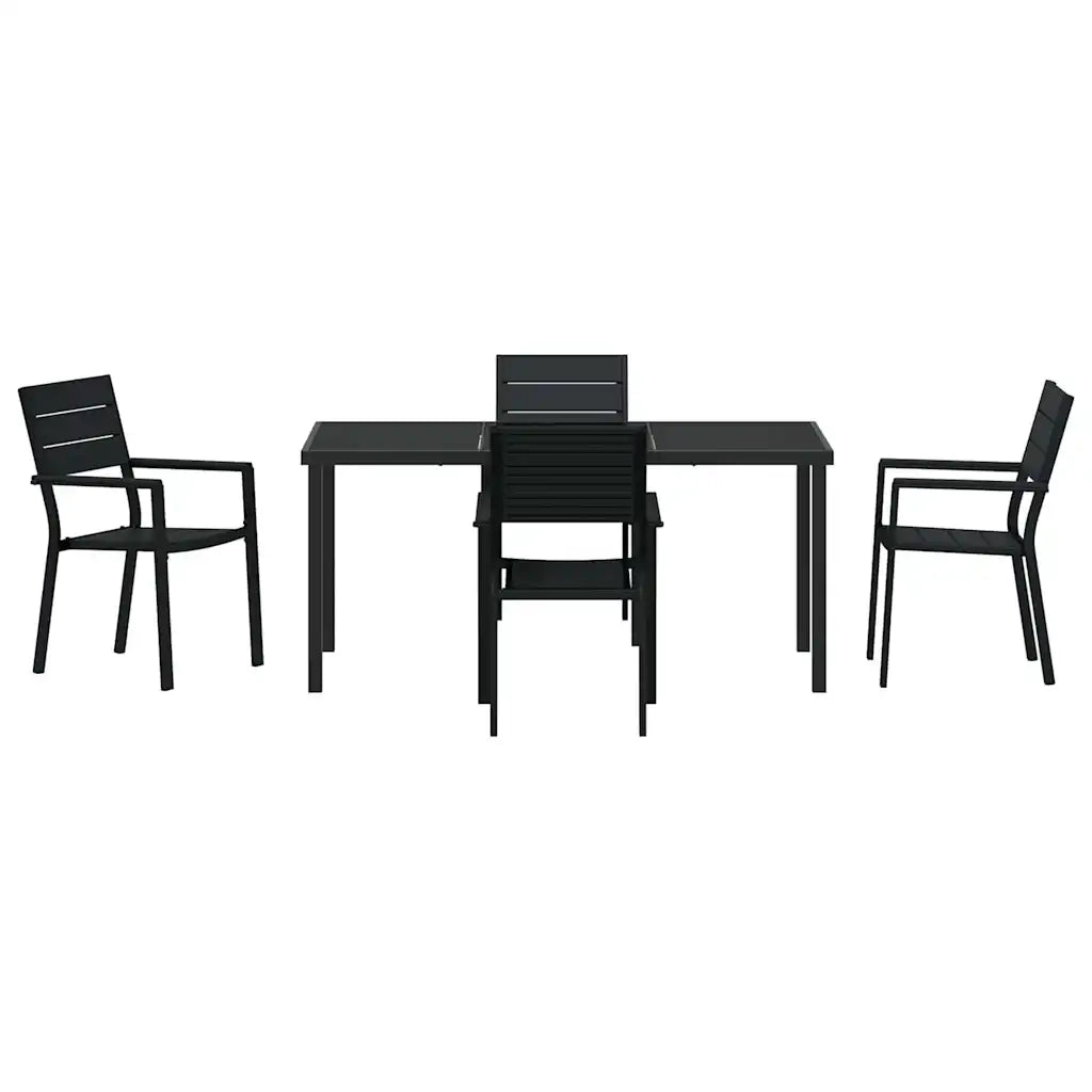 Set da Pranzo per Giardino 5 pcs Nero