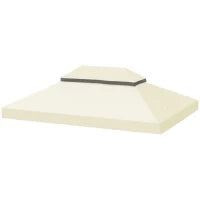 Copertura per Gazebo da Giardino 3x4 m a 2 Livelli in Tessuto Oxford 600D con Fori di Drenaggio, Bianco Crema