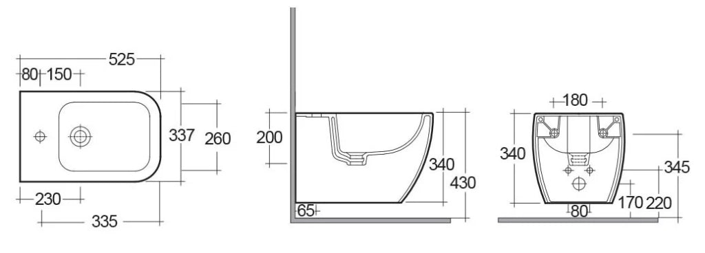 Bidet sospeso metropolitan fissaggio nascosto