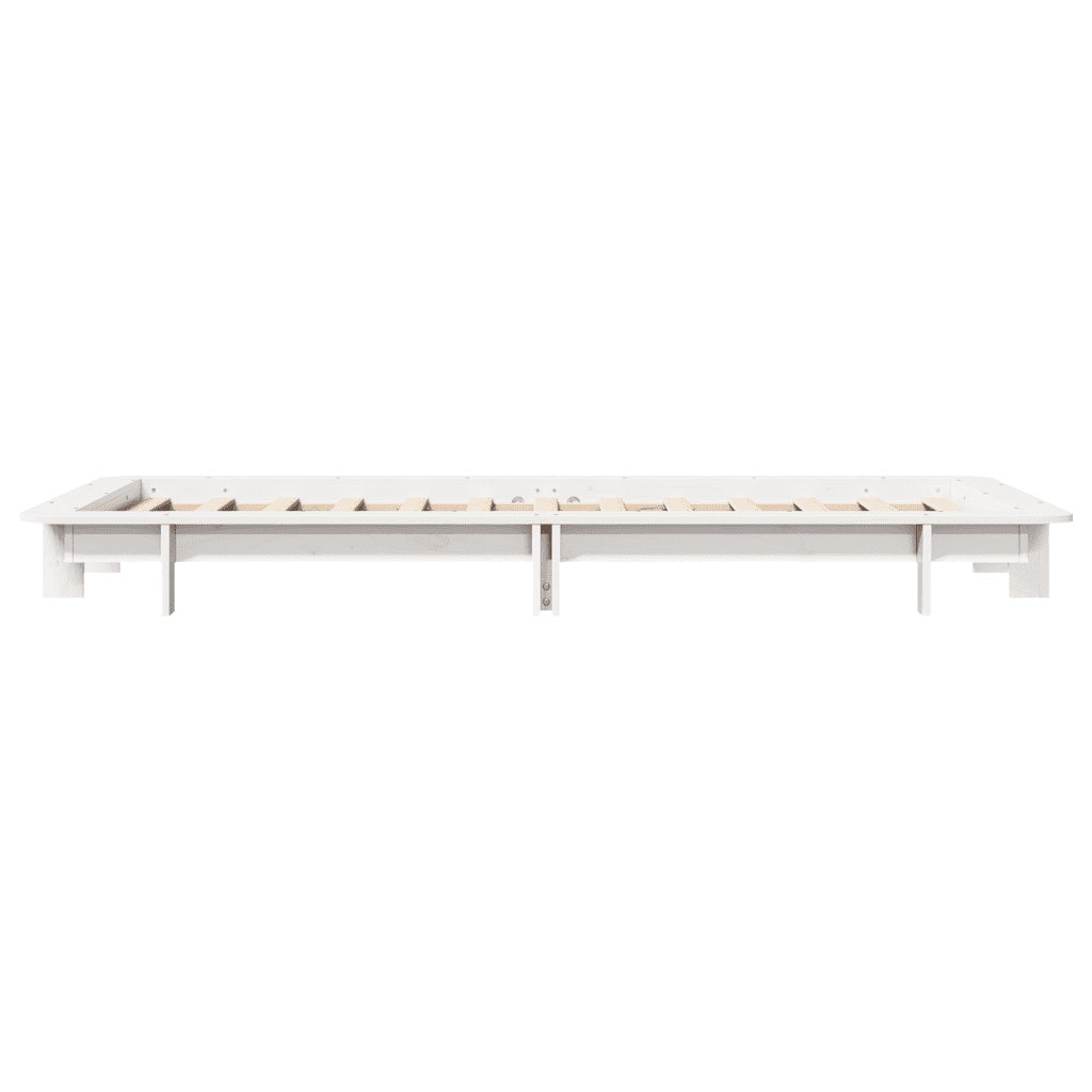 Letto senza Materasso Bianco 75x190 in Legno Massello di Pino