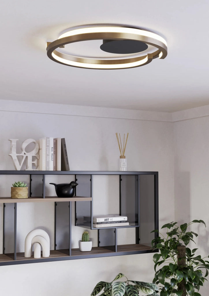 Plafoniera Moderna Mezzomonte Alluminio Nero 2 Luci Led 40W 2220+2220Lm
