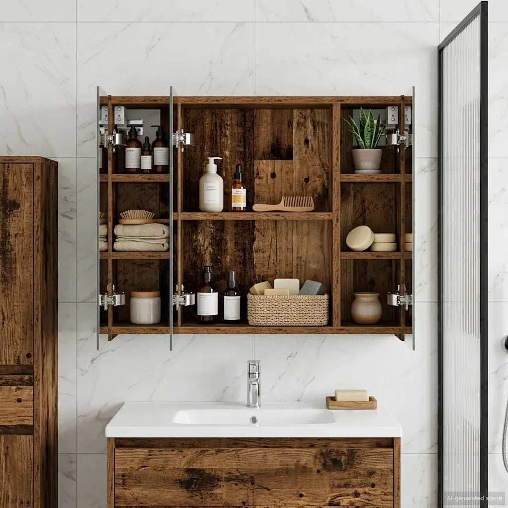 Mobiletto per specchio da bagno Legno vecchio 60 x 14,5 x 50 cm
