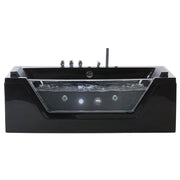 Massaggio Punti Bagno Nero Argento con LED Sanitario Acrilico e Vetro Singolo 160 x 76 cm