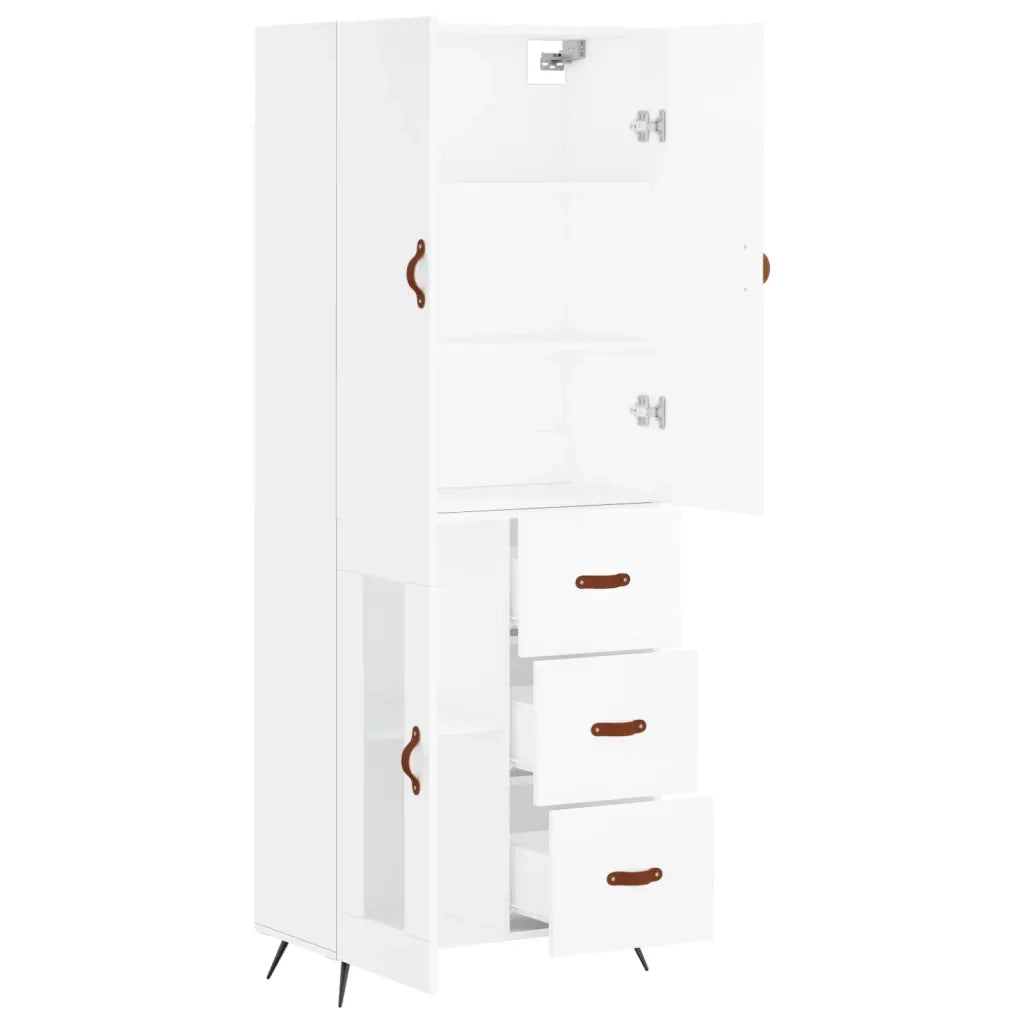 Credenza | Madia | Buffet da pranzo | Armadio da pranzo Bianca 69,5x34x180 cm in Legno Multistrato