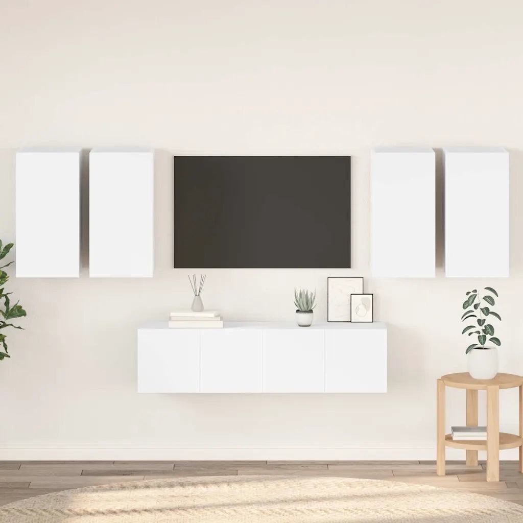 Set di Mobili Porta TV 6 pz Bianco in Legno Multistrato 3078679