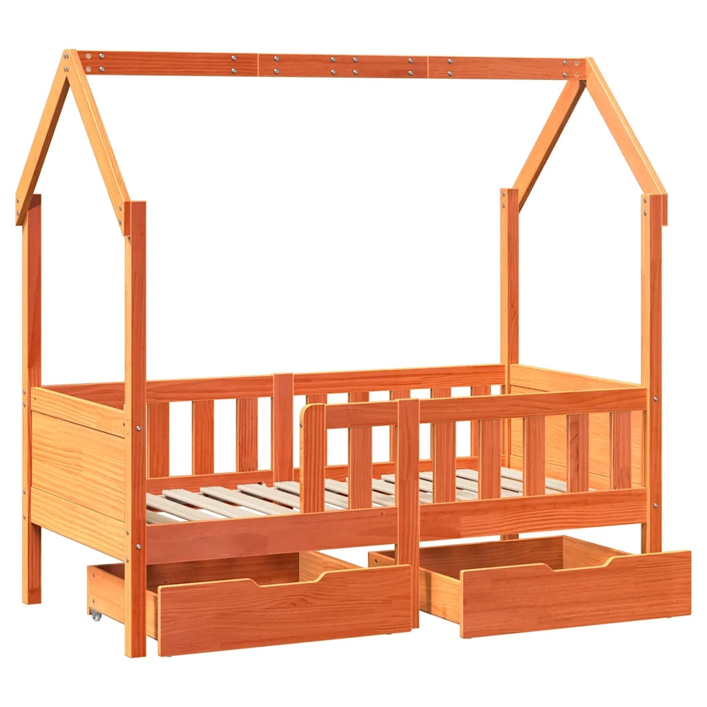 Giroletto Bambini | Letto Infantile | Lettino con Cassetti 70x140 cm Legno Massello di Pino