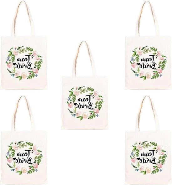 Borsa per fiori Team Bride Premium - 5 pezzi - Tessuto 100% cotone - 26x33cm - Bianco