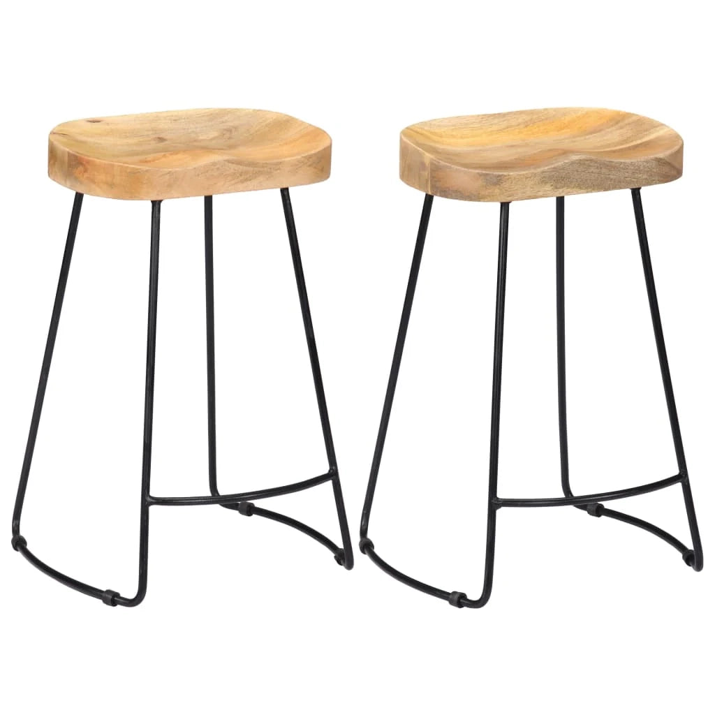 Set di due sgabelli da bar di design seduta a sedia legno massello di mango 1202102