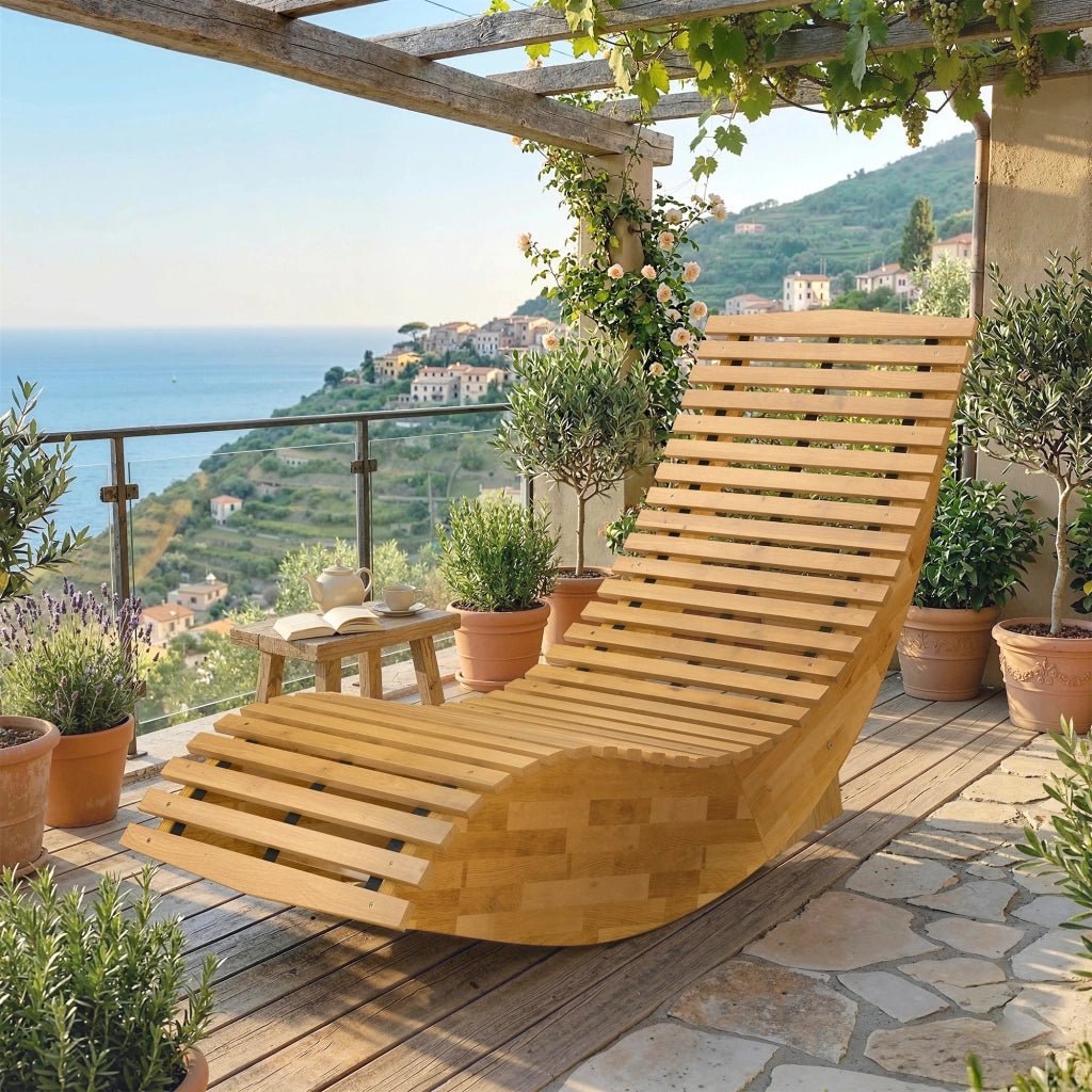 Lettino prendisole pieghevole ¨C Xylo ¨C legno acacia ergonomico S-form 60x156x77 cm