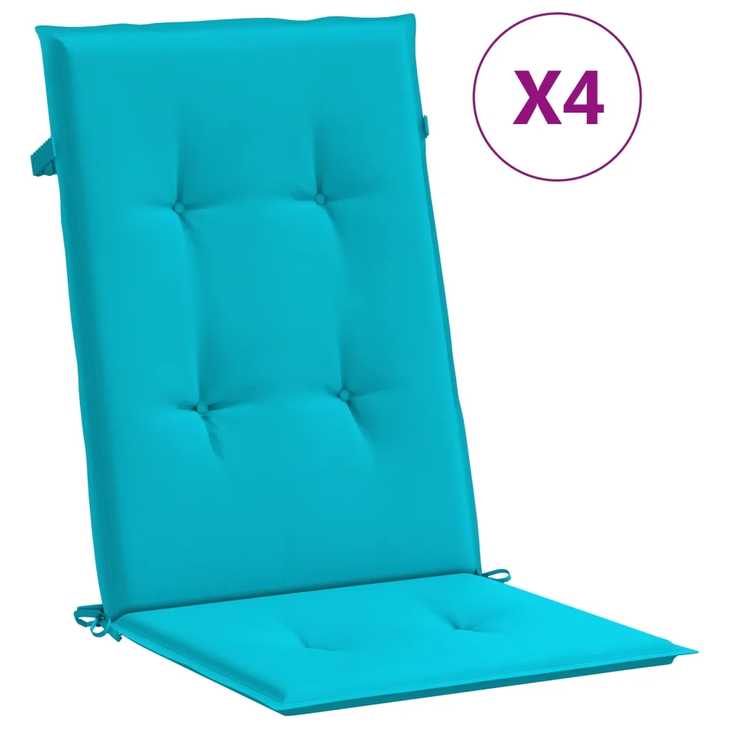 Cuscini per Sedia con Schienale Alto 4 pz Turchese in Tessuto 361272