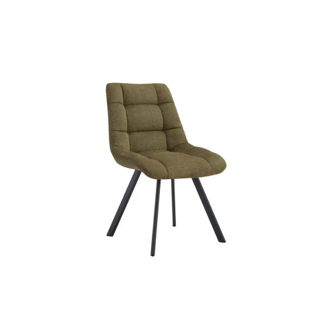 Set di 2 sedie VELMA - Tessuto verde oliva - Gambe in metallo - Design compatto - Eleganza naturale e contemporanea
