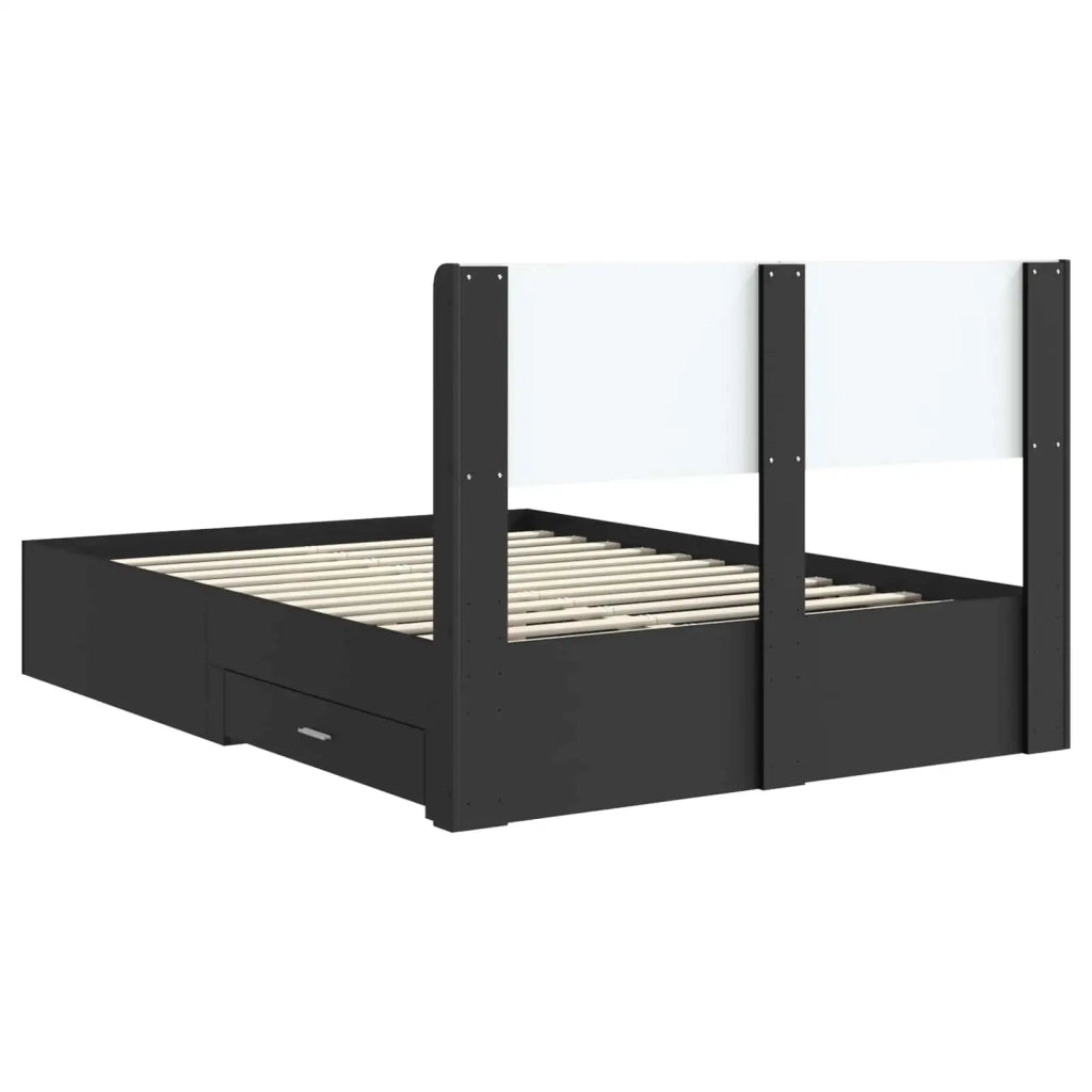 Struttura del letto con stoccaggio e testata Nero 135 x 190 cm