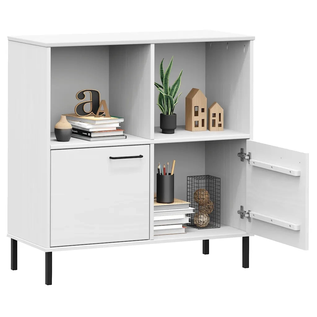 Libreria Gambe Metallo Bianco 90x35x90,5 cm Legno Massello OSLO cod mxl 18243