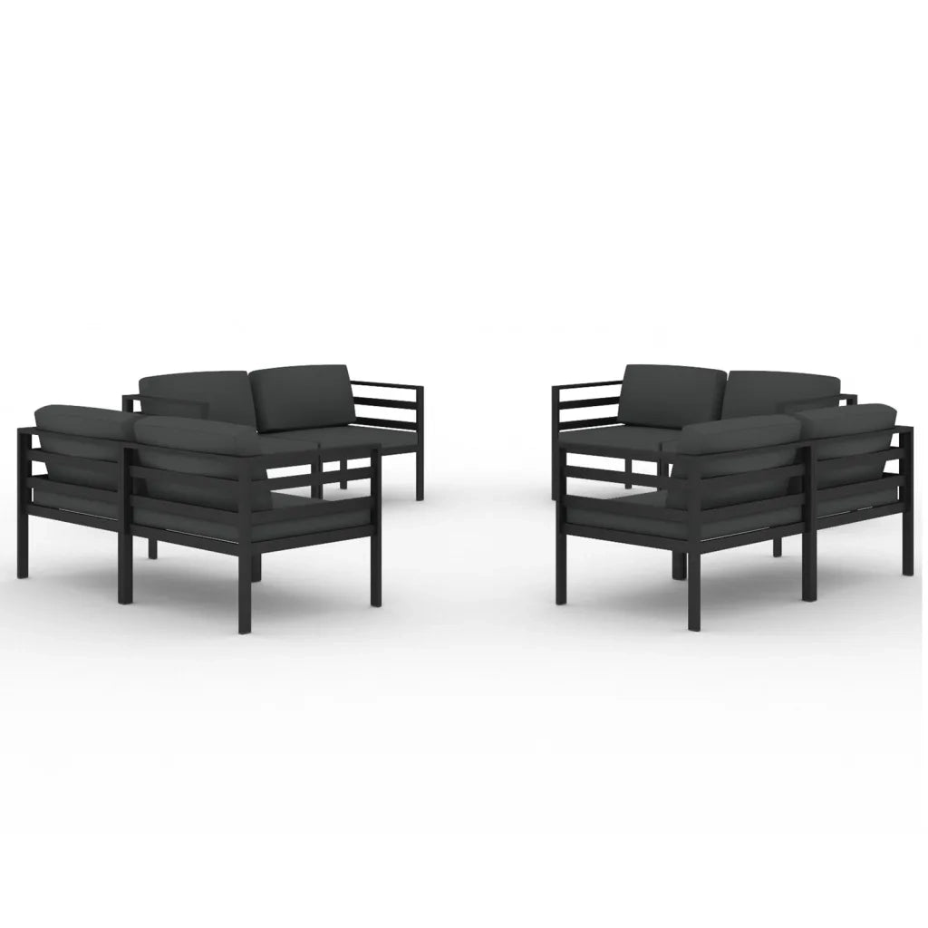 Set Divani da Giardino 8 pz con Cuscini in Alluminio Antracite 3107829