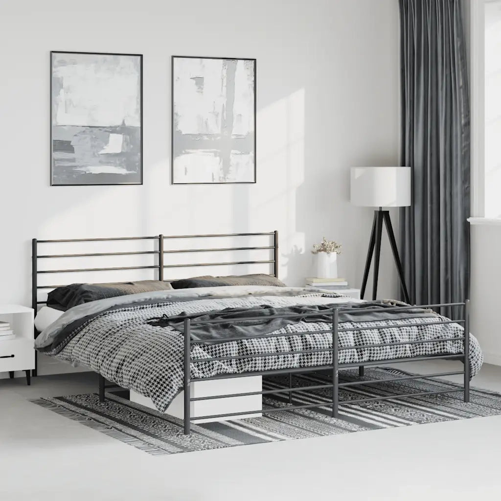 Giroletto con Testiera e Pediera Metallo Nero 193x203 cmcod mxl 80534