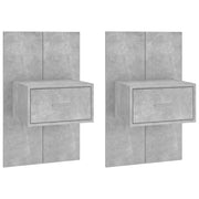 Set di 2 Comodini | Armadio da Notte | Mobiletto da notte a Muro Grigio Cemento