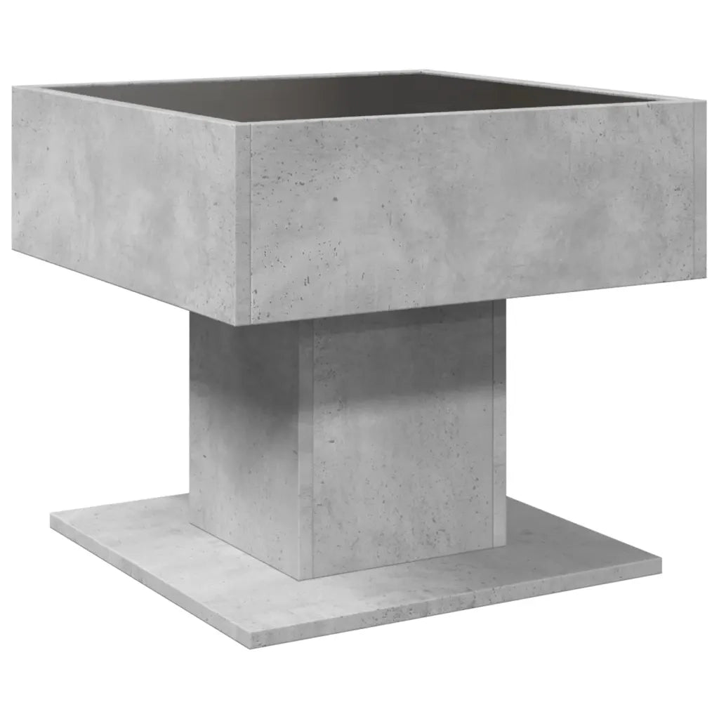 Tavolino salotto | Tavolino da caff¨¨ | Tavolino da Soggiorno con LED Grigio Cemento 50x50x45 cm Multistrato