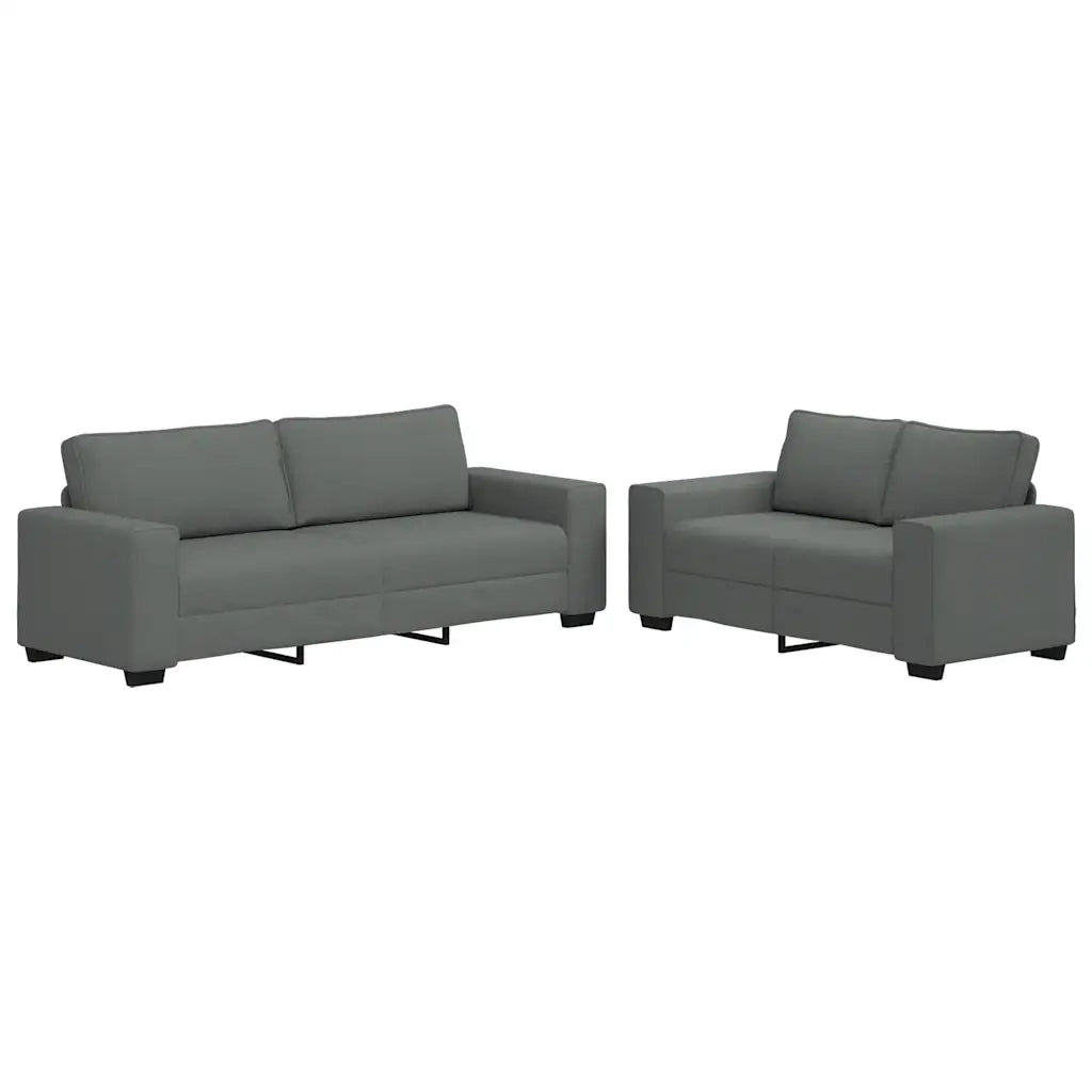 vidaXL Set di Divani 2 pz con Cuscini Grigio Scuro in Tessuto