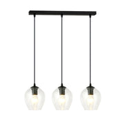Lampada a sospensione ISTAR in acciaio nero e vetro trasparente