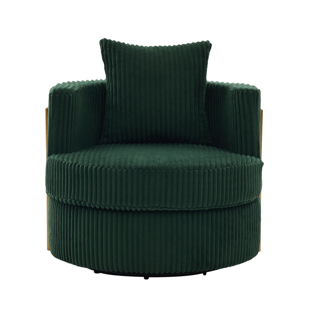 Poltrona girevole a 360° in corda verde smeraldo con vano contenitore; 76x79x78 cm