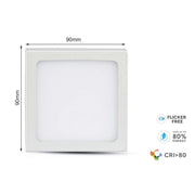 Plafoniera Pannello Led Slim Montaggio a Plafone Quadrato 90X90X24mm 6W 6000K SKU-4909