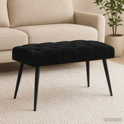 Panchina con bottoni imbottiti Nero 80 x 40 x 46 cm Velluto 42038563