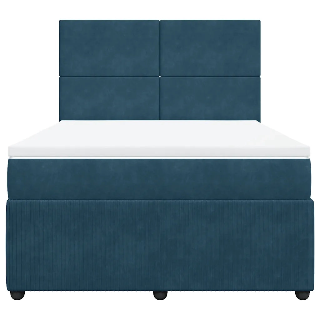 Giroletto a Molle con Materasso Blu Scuro 160x200 cm in Velluto