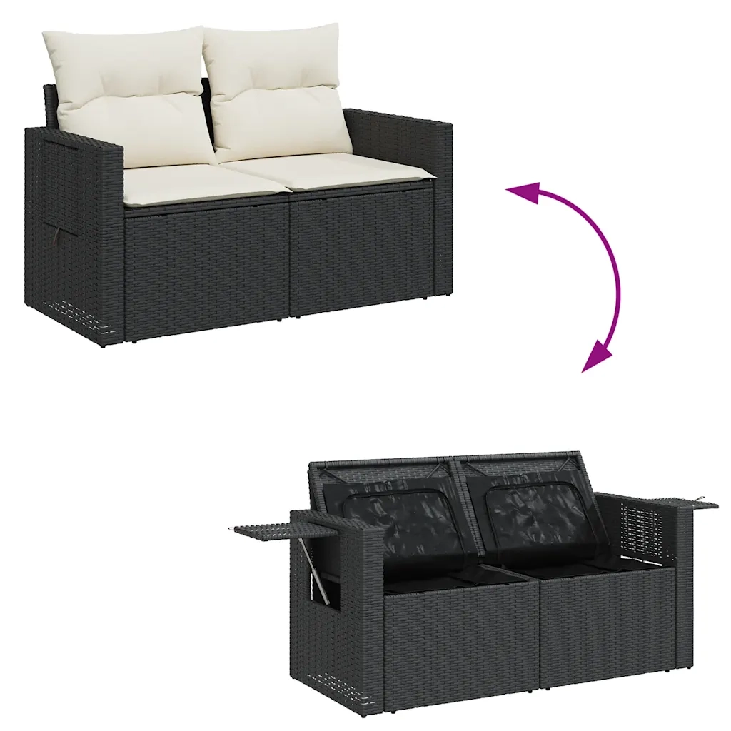 Set Divani da Giardino con Cuscini 7pz Nero Polyrattan 3326417