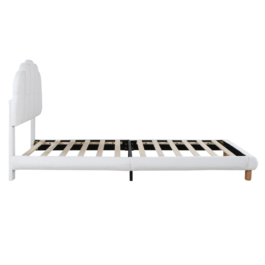Letto Singolo Imbottito per Bambini 90x200 cm con Rete a Doghe in Legno, Bianco