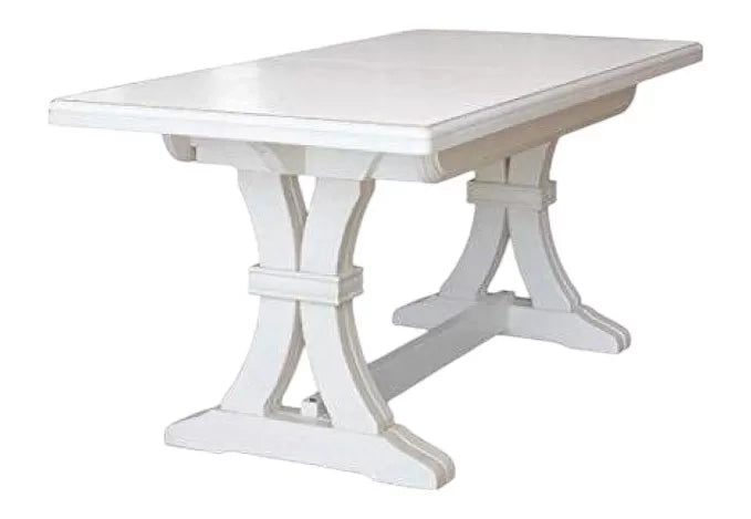 Tavolo classico in legno rettangolare allungabile laccato bianco 160x85 (739) - Mobili 2G