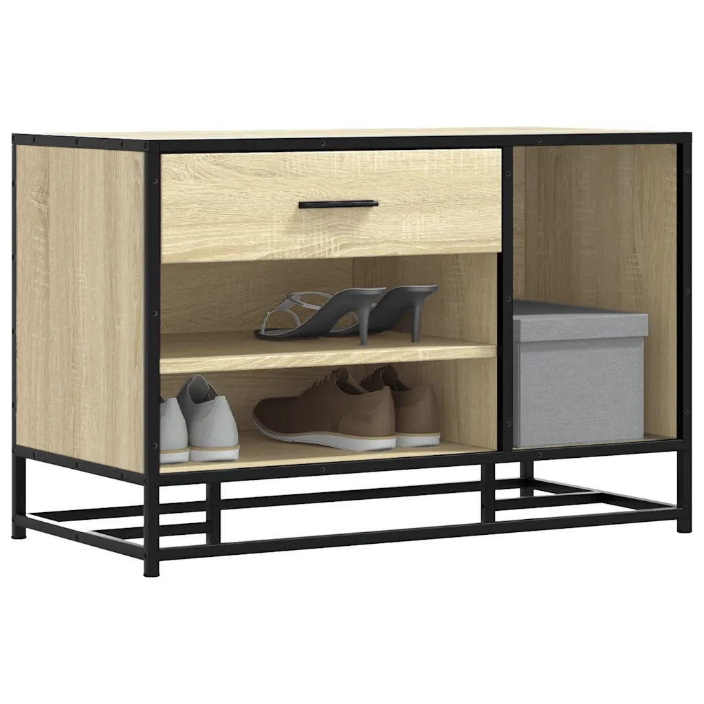 Panca Portaoggetti Rovere Sonoma Legno Multistrato e Metallo 849225