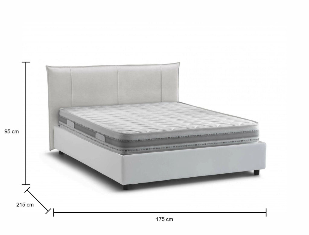 Letto Matrimoniale Geras, Letto Matrimoniale Materasso Incluso Made in Italy, Bianco