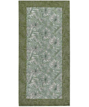 Tappeto passatoia moderno MALESIA VERDE disegno giungla tropicale natura foglie felci, tappetino bagno ingresso multiuso lavabile antiscivolo cm.55x80