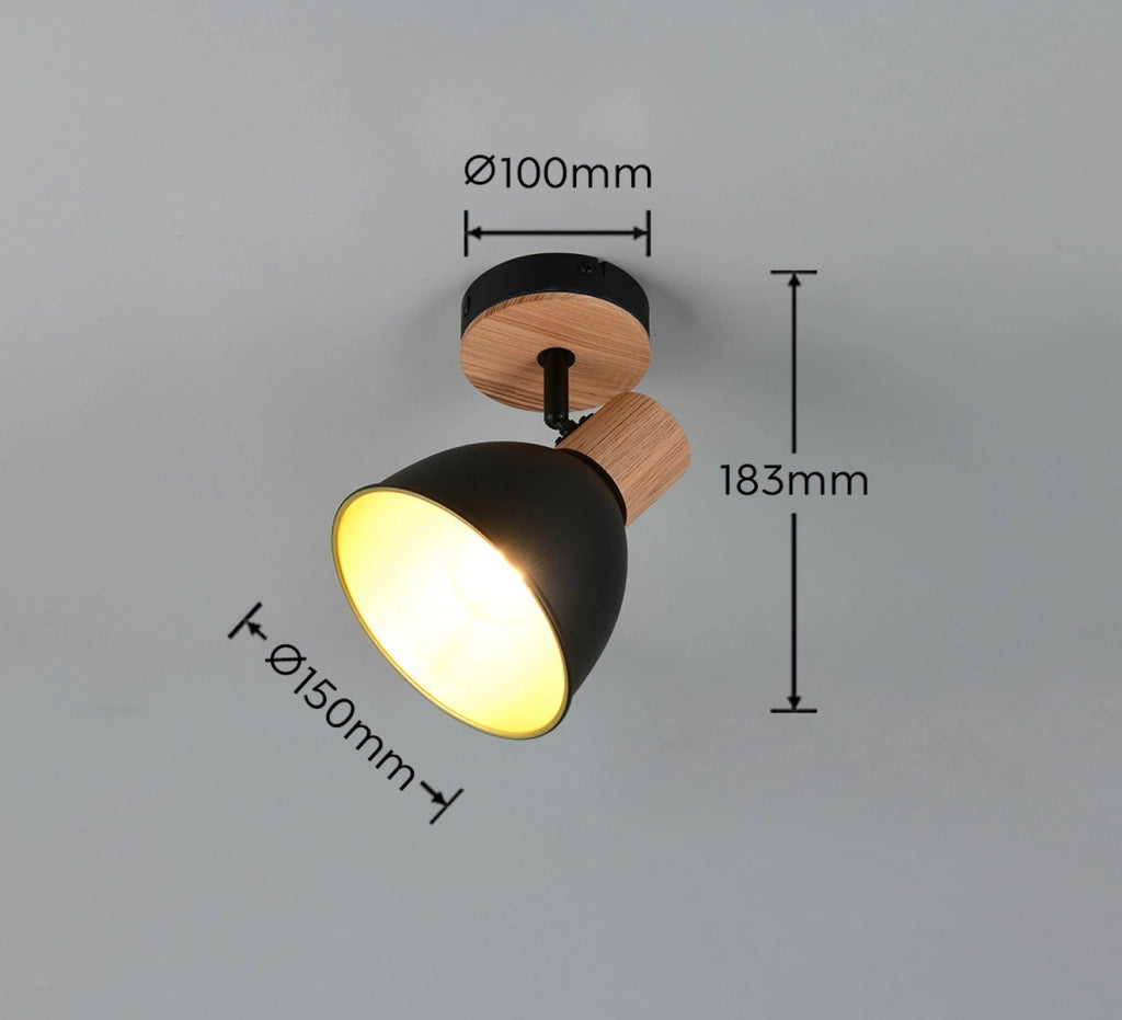 Faretto parete-soffitto DELUME 1xE27 nero legno