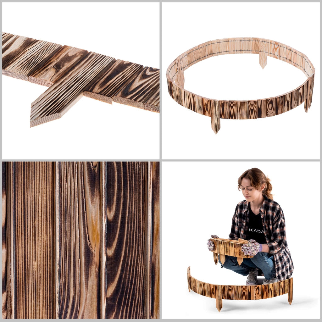 Recinzione da giardino in legno KADAX Palisade, finitura marrone martellata, 10x114 cm