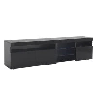 Mobile TV in stile moderno con pannello luminoso e illuminazione LED variabile, per soggiorno e sala da pranzo, Nero