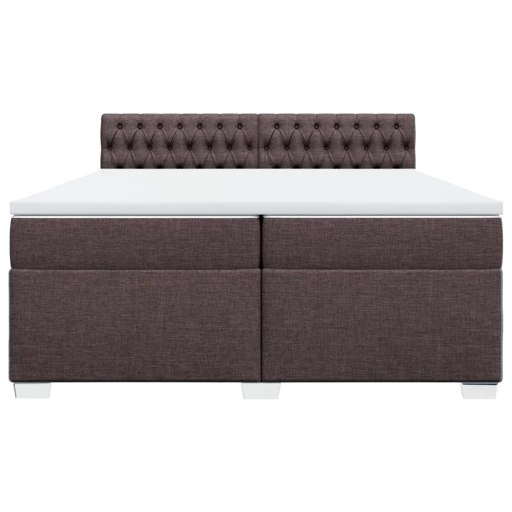 vidaXL Giroletto a Molle con Materasso Marrone Scuro 200x200cm Tessuto