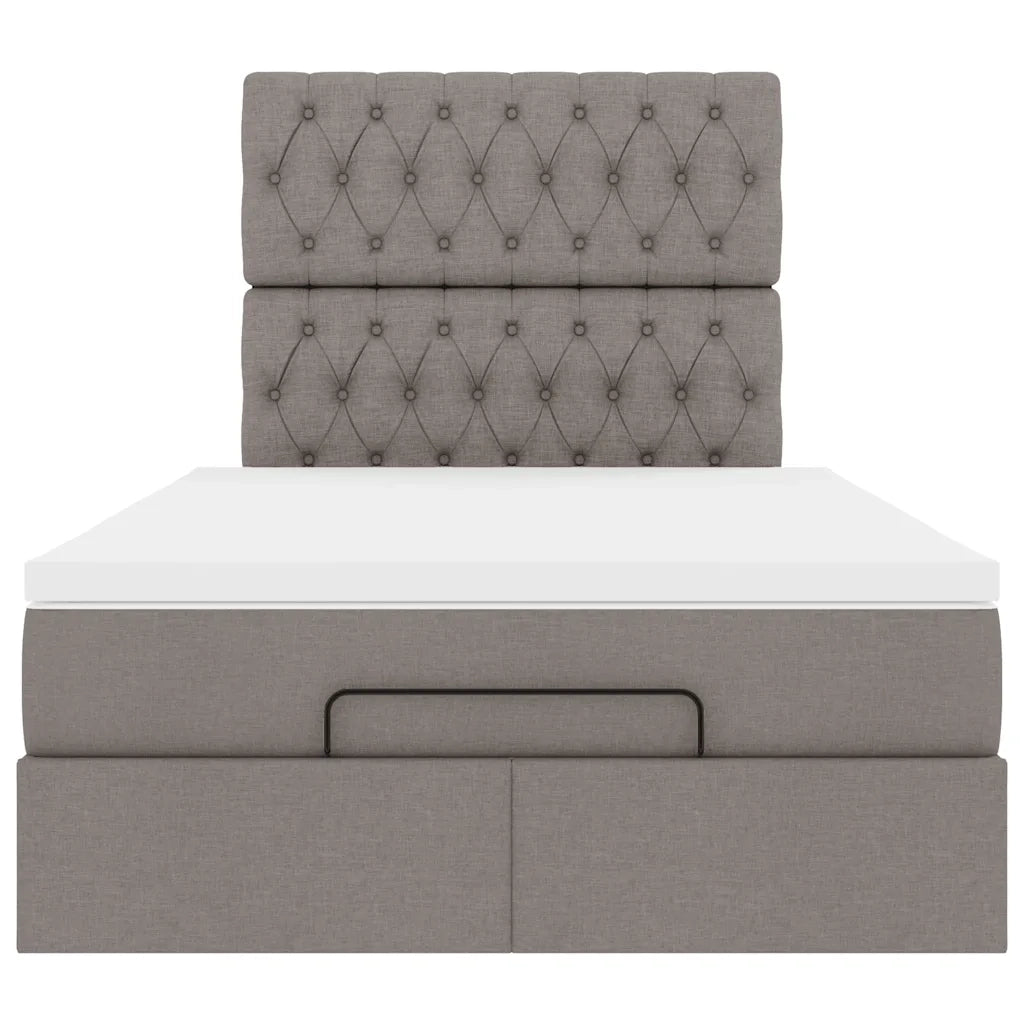 Struttura Letto Pouf con Materasso Tortora 120x190 cm Tessuto